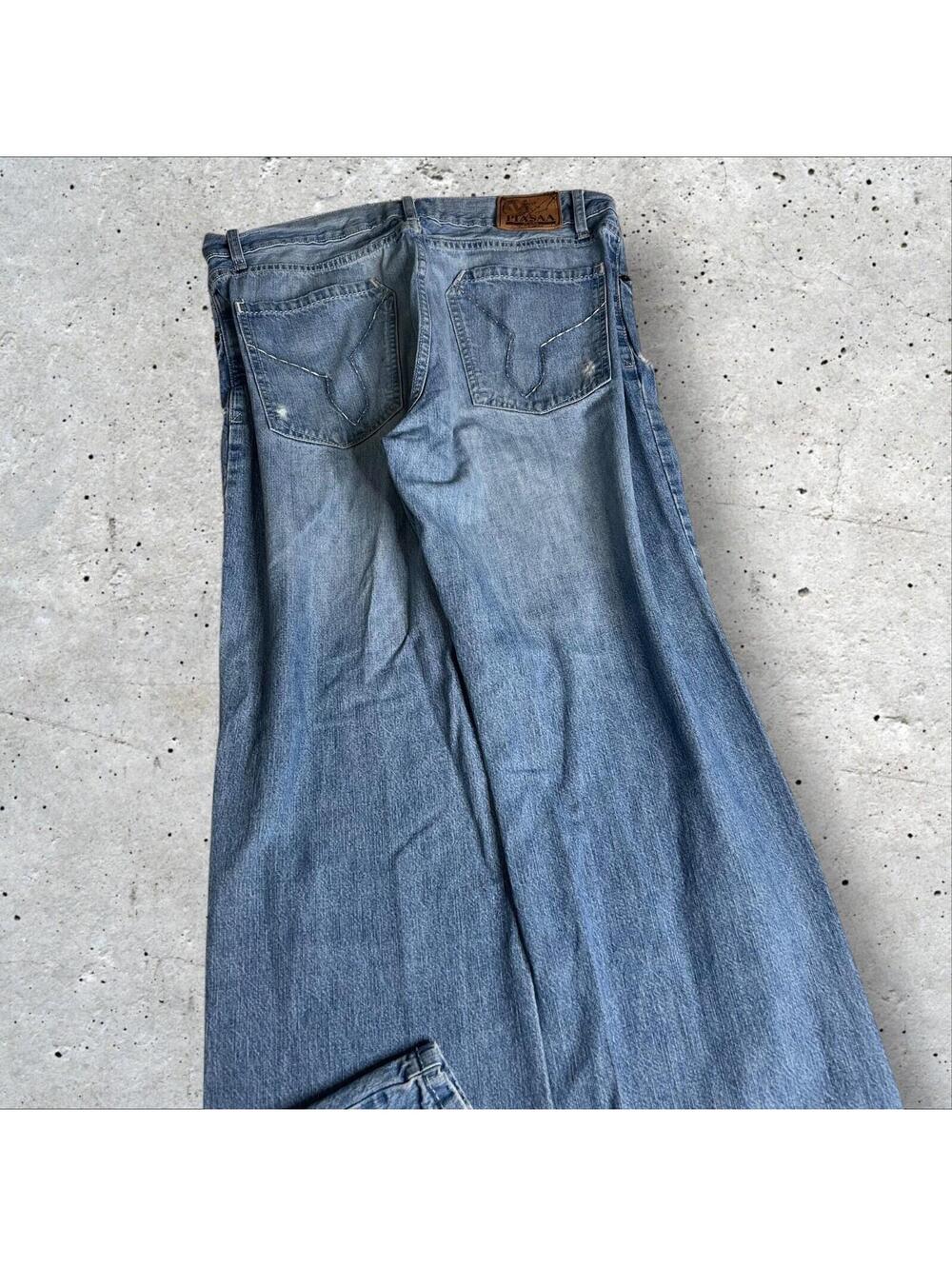 Piasaa Distressed Faded Wide Leg Denim Jeans Size 34
